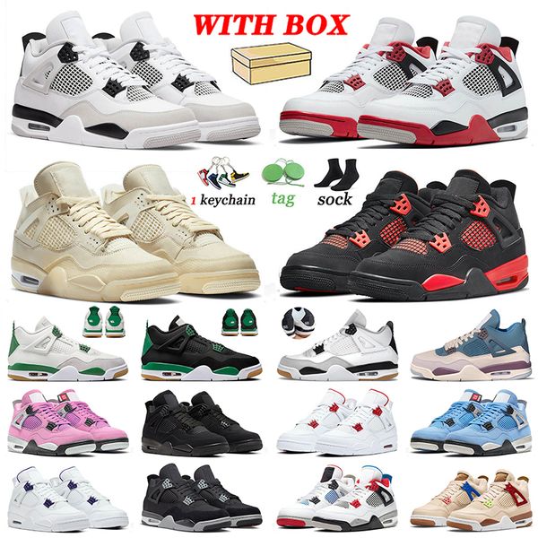 

with box jumpman 4 military black basketball shoes 4s fire red thunder sail pine green university pink black cat purple metallic pure money