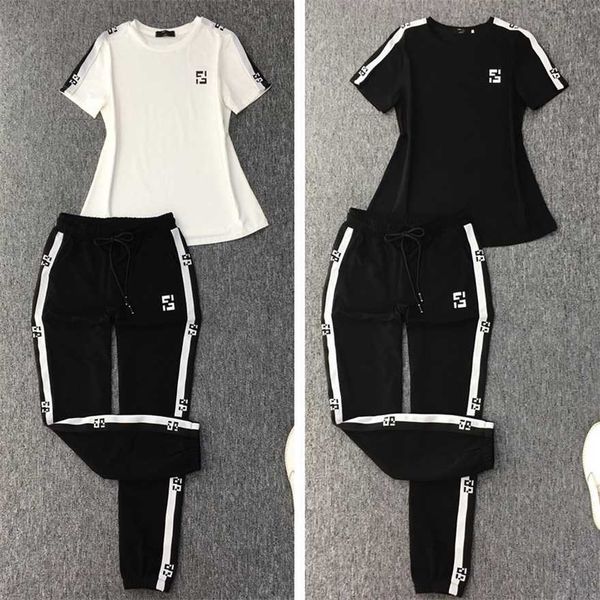 

34% off wind summer pure cotton sports for women new end women's short sleeve casual two piece set fashion, White