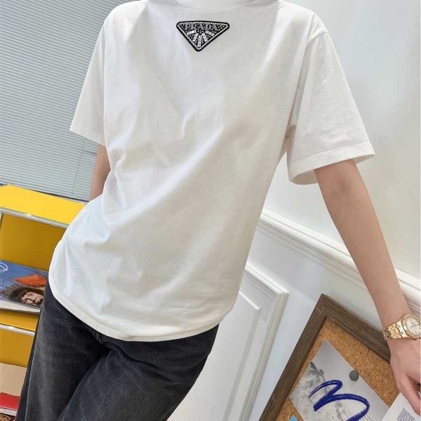

36% off family autumn and winter new round neck short sleeve t-shirt triangle casual versatile comfortable loose for women, White