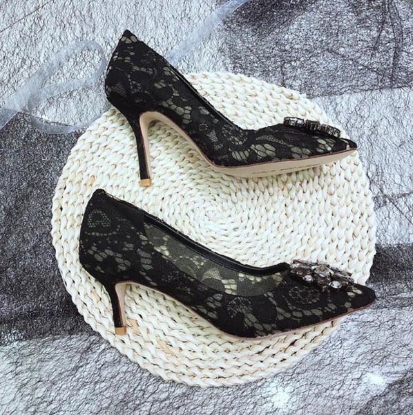 

2022 ladies colorful lace high heels sandals sun flower crystal decorated upper luxury designer early spring with box size35422661806, Black