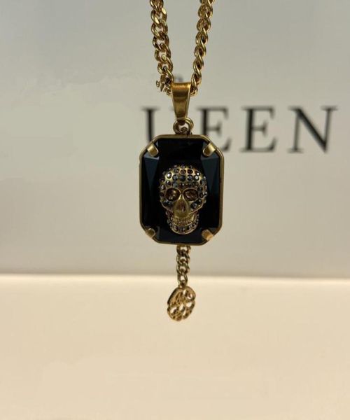 

am new necklace ancient gold face brass black crystal with skull embellished with stylish punk style4188797, Silver