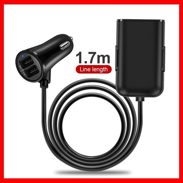 

60w 8a front / back seat 4 port usb quick charge 3.0 car charger for iphone huawei fast phone charger for xiaomi samsung charge car-charge c