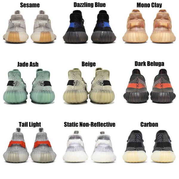 

2023 yeezzys women mens running shoes bone dazzling mono beluga reflective mx oat rock blue black static reflective jogging walking trainers