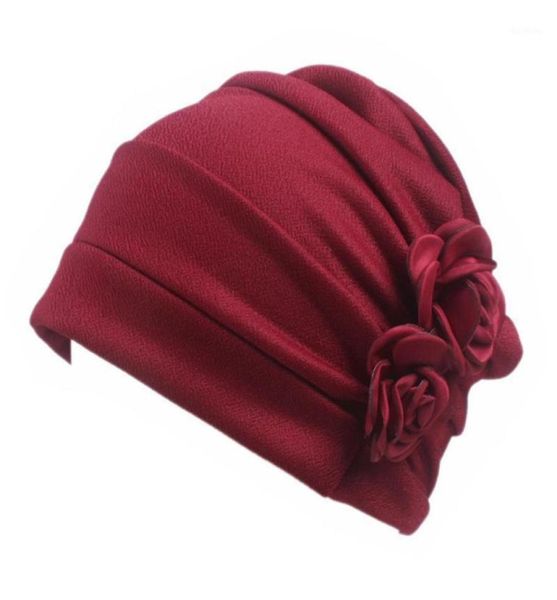 

women solid ruffle head wrap hair loss chemotherapy cap comfortable cancer hat flower pattern beanie western style soft casual12776323, Blue;gray