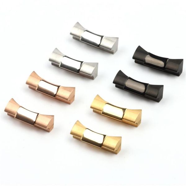 

watch bands 20mm silver black gold rose solid curved end link endlink connection just for series rubber leather strap241l, Black;brown