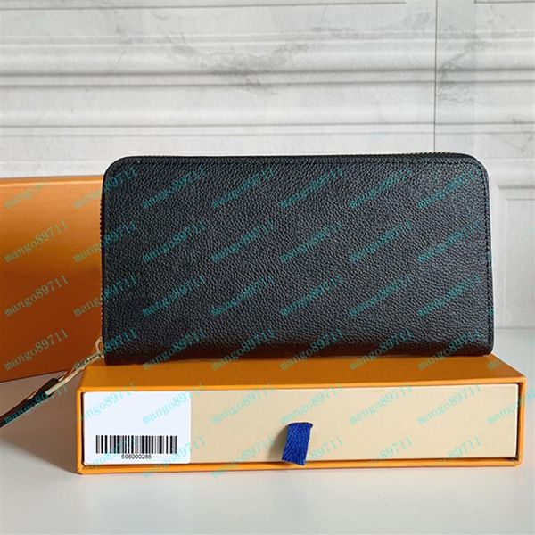 

men purse wallet zipper bag women's wallets leather embossing card holder pocket long women bags coin purses with box 60017203n, Red;black