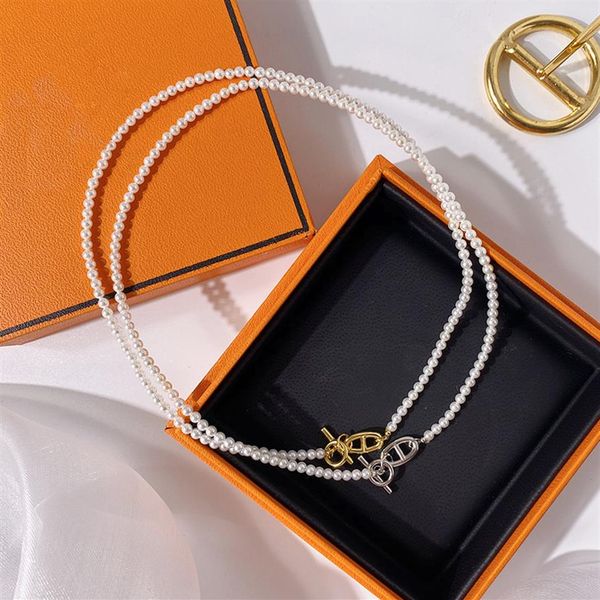 

new design brand pearl love h letter necklace for women stainless steel accessories zircon silver color gold rose jewelry gift331y