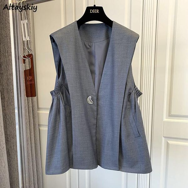 

vests vests women elegant office lady korean style aline casual loose allmatch fashion buttons sleeveless summer vneck temperament, Black;white