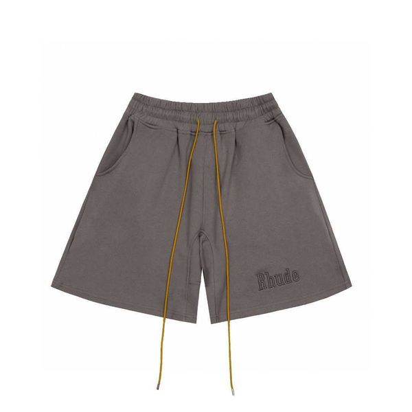 

designer clothing american rhude embroidered solid sport capris trendy american drawstring shorts couples joggers sportswear beach fitness o, White;black