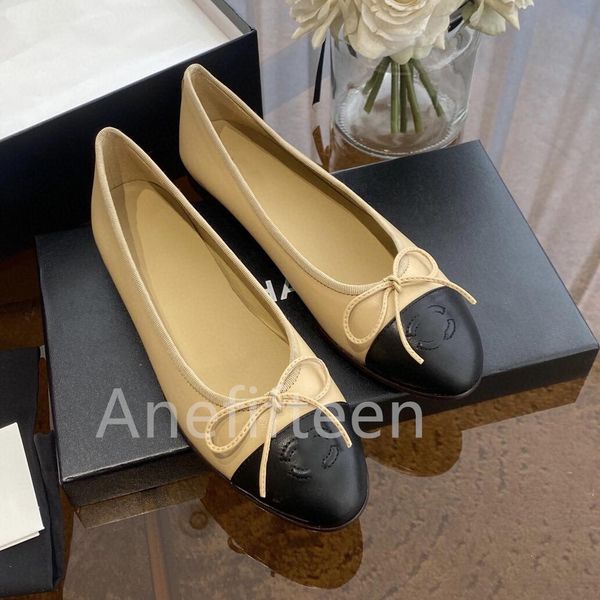 

luxury designer women ballet flat leather,flats classic shoes ,patchwork tweed grosgrain goatskin calf patent leather bow-knot with box size, Black