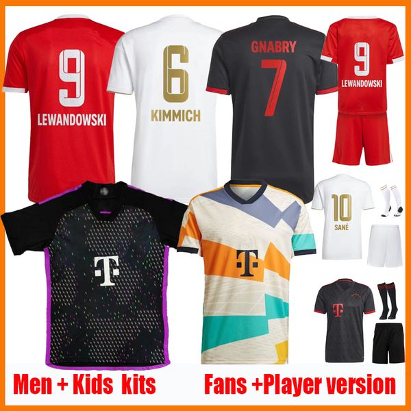 

22 23 mane #17 soccer jerseys fan player version sane lewandowski goretzka coman muller davies hernandez gnabry kids kit 2022 2023 camisa de, Black;yellow