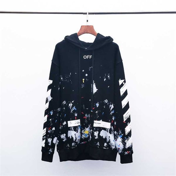 

32% off chaopai autumn winter fireworks speckled graffiti hooded sweater for men and women, Black
