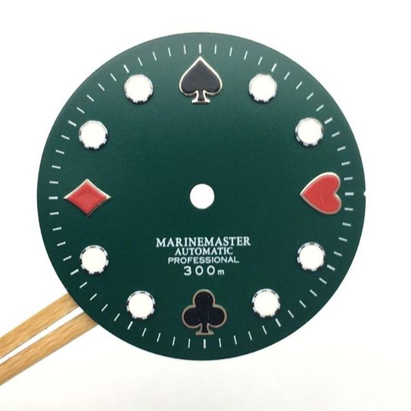 

repair tools & kits 28 5mm nh35 nh36 watch dial poker abalone for nh35a nh36a movement green luminous modified with s logo240b