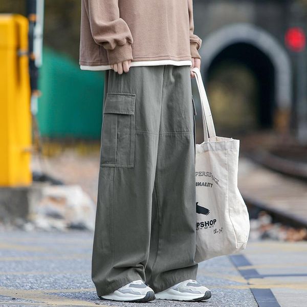 

pants street popular vintage casual pants loose straight trousers men straight mopping trousers autumn new skate boy hip hop pants 5xl, Black