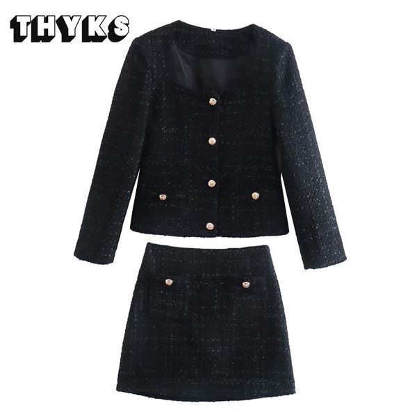 

pants women tweed plaid blazer jacket and skirt set office elegant coat high waist sequined mini skirt suit fashion female skirts kits, White