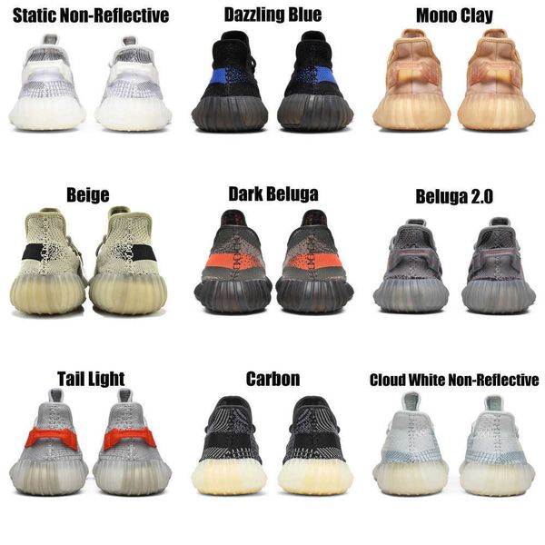 

2023 yeezzys women mens running shoes bone dazzling mono beluga reflective mx oat rock blue black static reflective jogging walking trainers