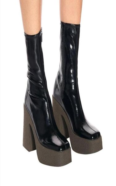 

new design sock boots stretch high heels boots woman platform shoes autumn winter runway boots female shoes booties1794604, Black