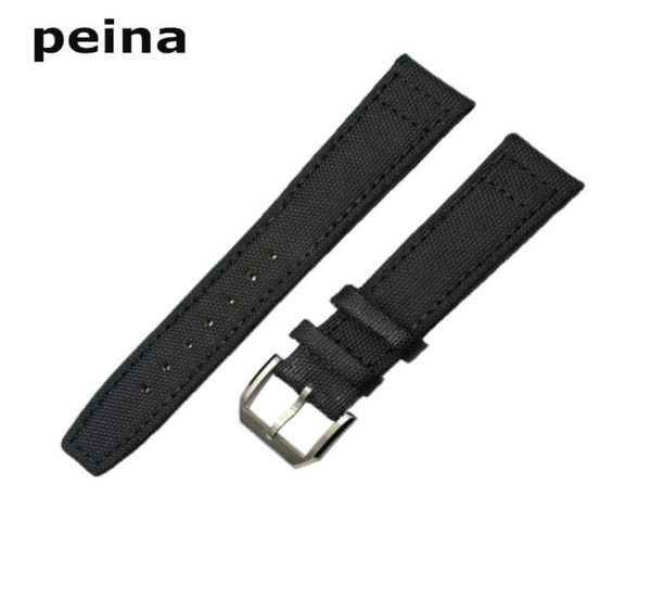 

20mm 21mm 22mm new blackgreen nylon and leather watch band strap for iwc watches5445977, Black;brown