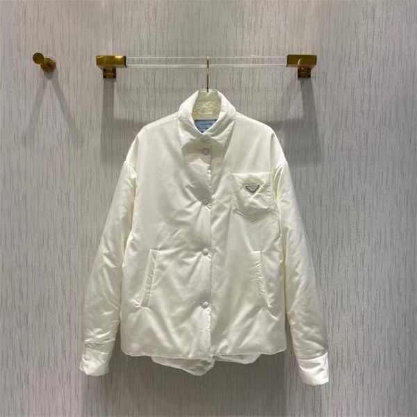 

family nylon lapel triangle label cotton coat, Black