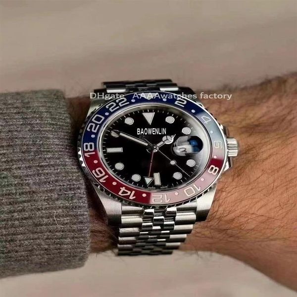 

2021 mens watch luxury basel red blue pepsi automatic mechanical watches luminous business waterproof wristwatches men wristwa2872, Slivery;brown