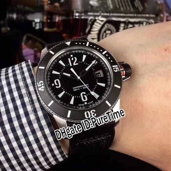 

new master compressor q2018470 automatic mens watch steel case ceramic bezel black dial stick markers nylon leather watches pureti1866, Slivery;brown