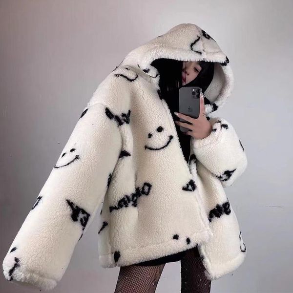 

jackets jackets for women 2022 winter cashmere chic printing hooded fashion street outerwear sweet casual college women's jacket coat, Black;brown