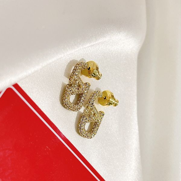 

earring designer gold heart shaped pearl crystal gold double v letter 925s silver jewelry women's design earrings, Golden;silver