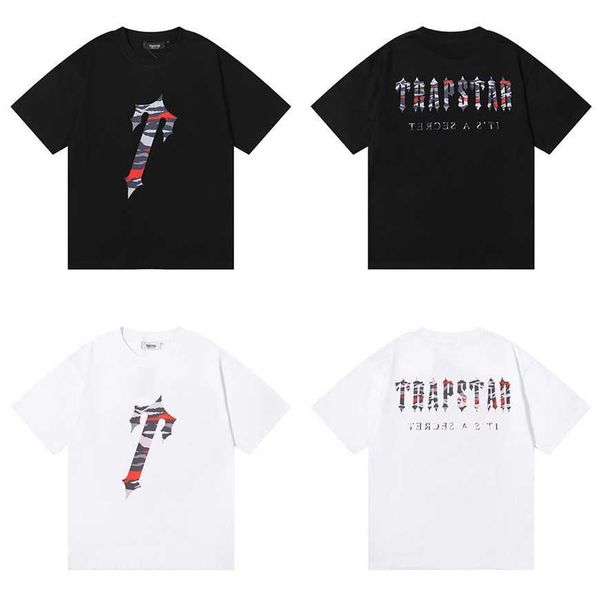 

32% off trendy trapstar design colorful camo print short t-shirt for men and women street half sleeve, White;black