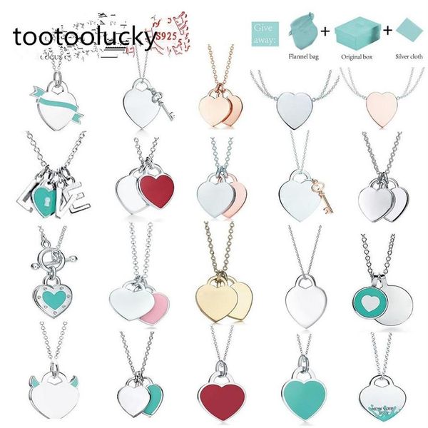 

tiff necklace 925 silver pendant necklaces female jewelry exquisite craftsmanship with official logo classic blue heart whole 197m