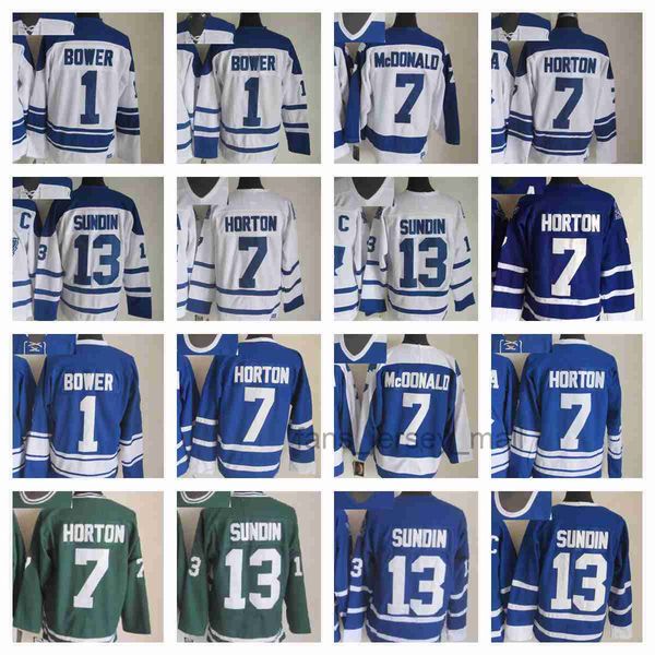 

toronto maple''leafs''new retro ice hockey jerseys 7 bill barber 13 mats sundin 1 johnny bower stitched jersey, Black;red