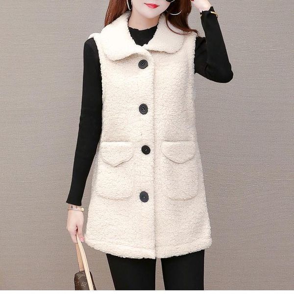 

vests jacket vest autumn winter lamb women's autumn winter fleece coat chaleco mujer, Black;white
