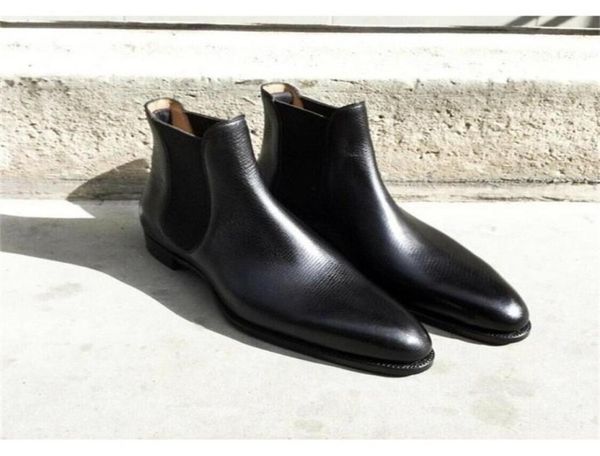 

black classic men business dress chelsea boots high pu leather low heel pointed head casual daily british style dh3726880195