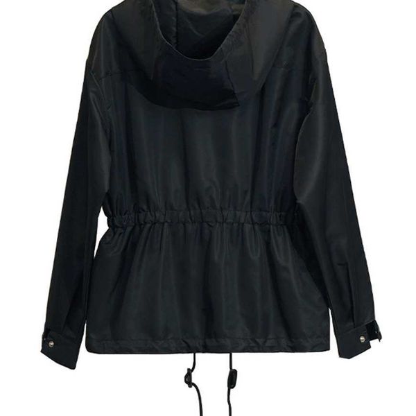 

32% off family's three prevention for women's spring new drawstring hooded mid length waist lightweight trendy coat, Black