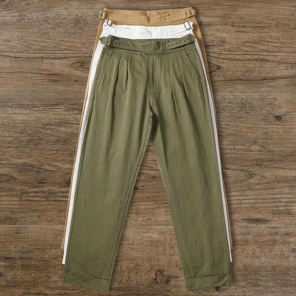 

blazers 2022 spring autumn men's retro cotton business casual pants male high waist straight pants men solid color loose suit pants v79, White;black