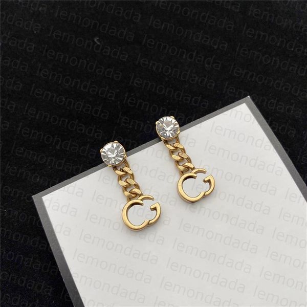 

double alphabet charm earrings shiny diamond ladies earring letter designer party gorgeous ornaments women annivesary gifts ears j274i, Golden