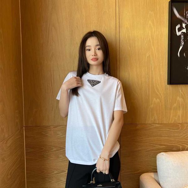 

26% off clothing designer quality family spring/summer new casual simple triangle display thin short sleeve t-shirt, White