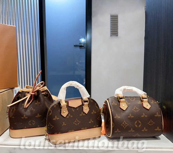 

designer crossbody women messenger shoulder bags satchel clutch bag handbags fashion old flower three pieces set small bucket noe shell bag