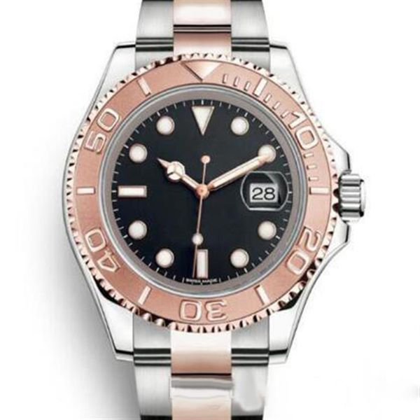 

new arrival 40mm automatic movement mens watches wristwatches solid case back two tone stainless steel band with luminous hands248m, Slivery;brown