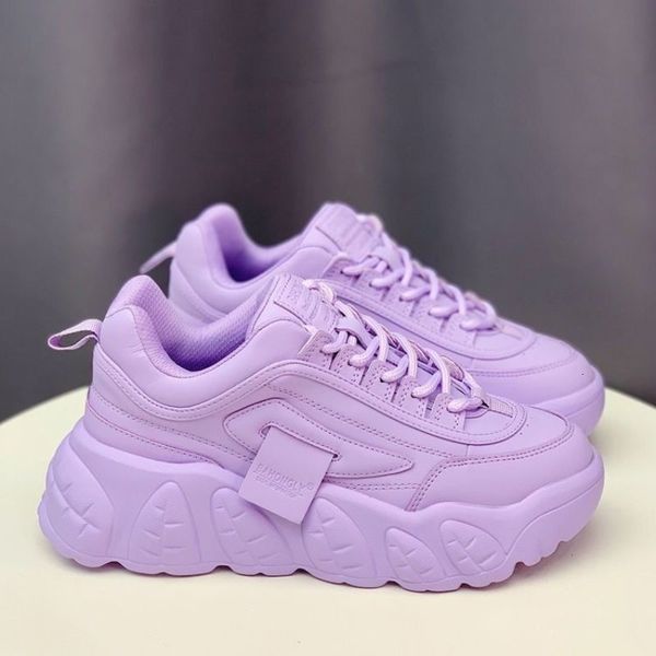 

dress shoe's sneakers 2023 trend pink white purple y sneaker casual sport shoes thick sole tennis basket femme 230421, Black