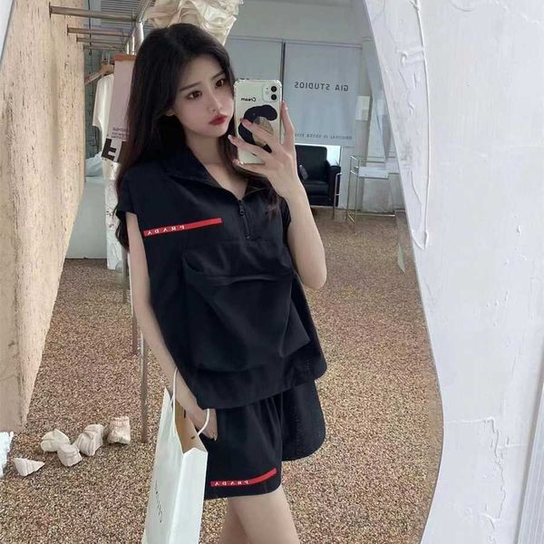 

36% off family spring/summer new trendy and cool fashion letter printing hooded tank straight sleeveless shorts set, White
