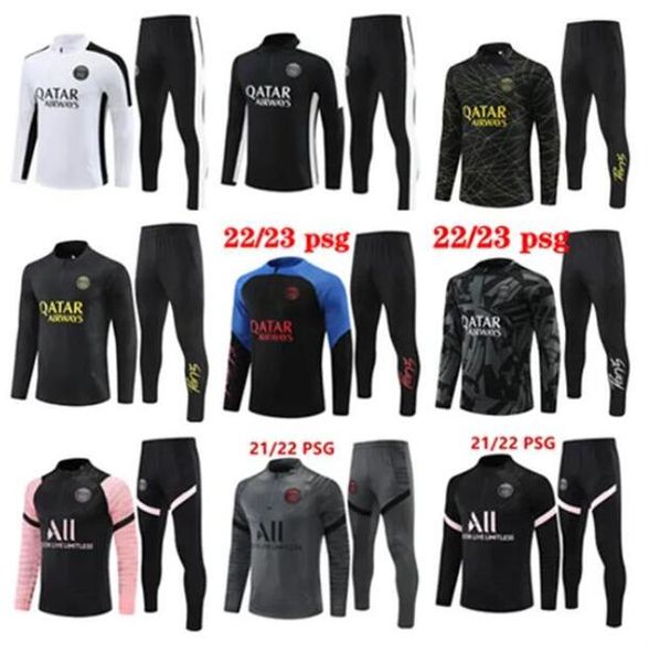 

23-24 psgs football tracksuit /23/24 classic style mbappe soccer jersey psgs training suit half pull long sleeve di maria ramos verratti ica, Black