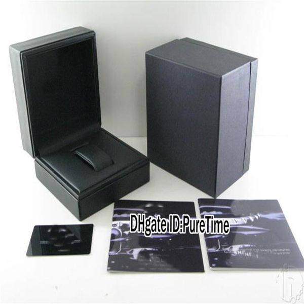 

hight quality black leather watch box whole mens womens watches original box certificate card gift paper bags puretime271f, Black;blue