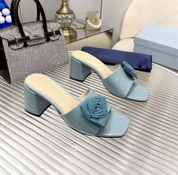 

summer rose decorated women's slippers fashion open toe real leather high heels .5cm luxury show party wedding dress shoes large 35-43, Black