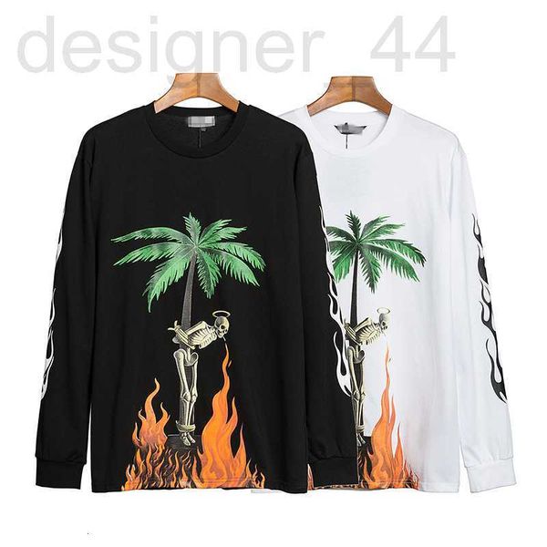 

men's casual shirts luxurioustide brand flame skeleton letter long sleeve t-shirt men's and women's bf loose bottomed shirt e, White;black