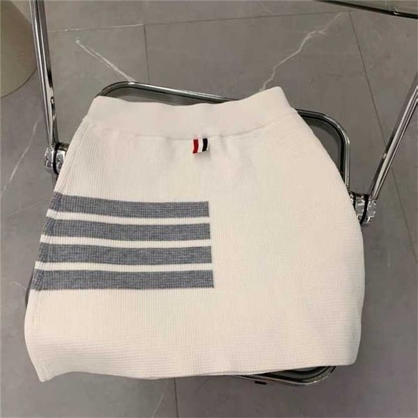 

26% off clothing designer quality spring/summer new knitted waffle short tb slim fit wrap hip waist half skirt women, Black