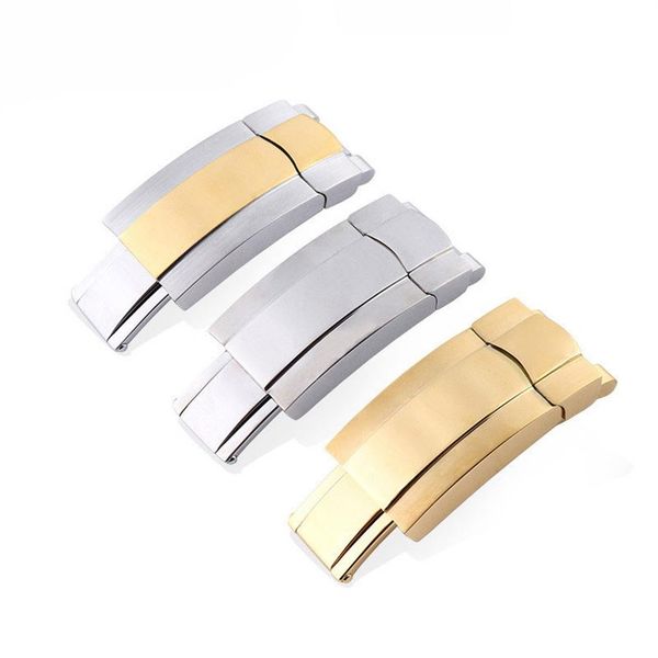 

16mm new stainless steel watch band buckle deployment clasp for rolex silicone rubber stainless steel s271p, Black;brown