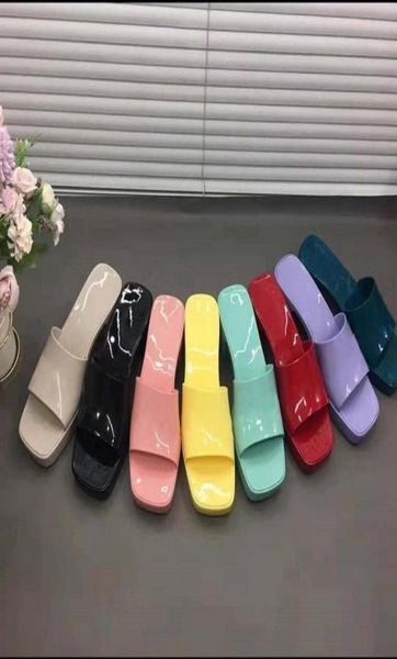 

woman slipper fashion beach thick bottom slippers platform alphabet lady sandals leather high heel slides slippers shoe02 011686093, Black
