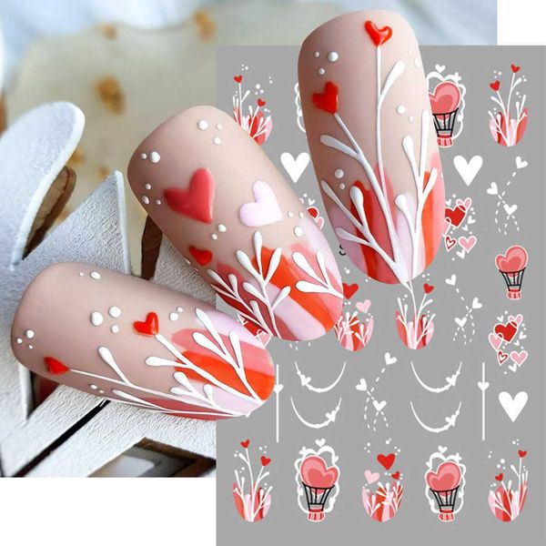 

stickers decals 3d love heart valentine design nail stickers romantic elegant red heart lace jewelry sliders manicure nail polish decals sas, Black