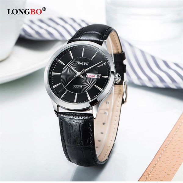 

longbo luxury 2020 quartz watch casual fashion leather strap watches men women couple watch sports analog wristwatch gift 50212413, Slivery;brown