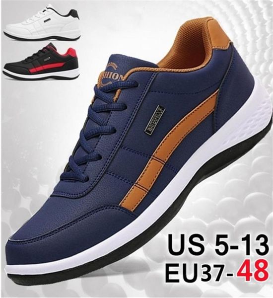 

men sneakers fashion casual shoes breathable lace up vulcanized shoes spring leather shoes men zapatos chaussure homme plus size 28126695, Black;white